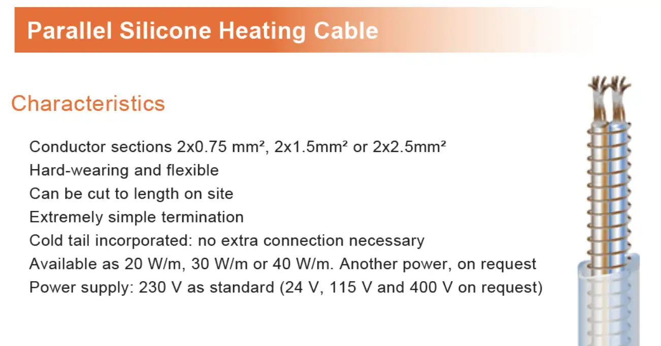 Parallel Silicone Heating Cable